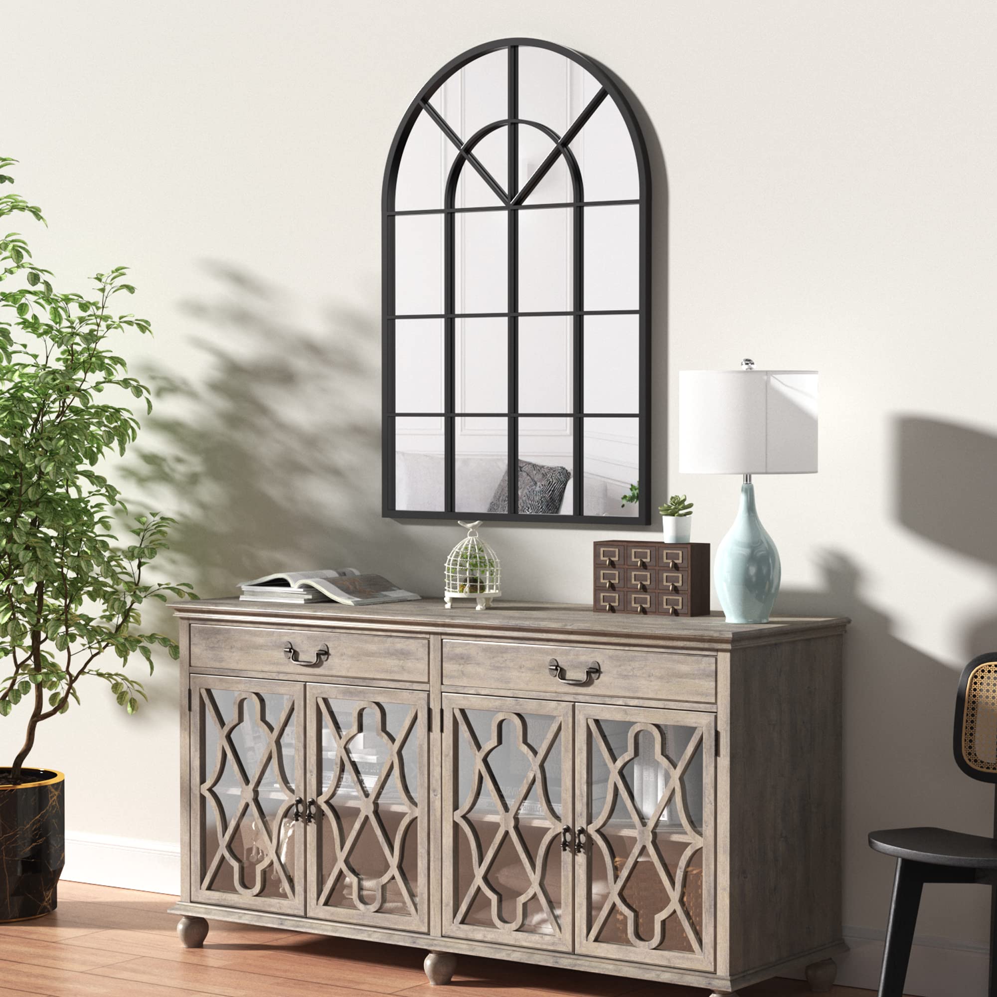 Amazon.co.jp: NXHOME アーチ型ウィンドウメタルミラー、40インチ x 24